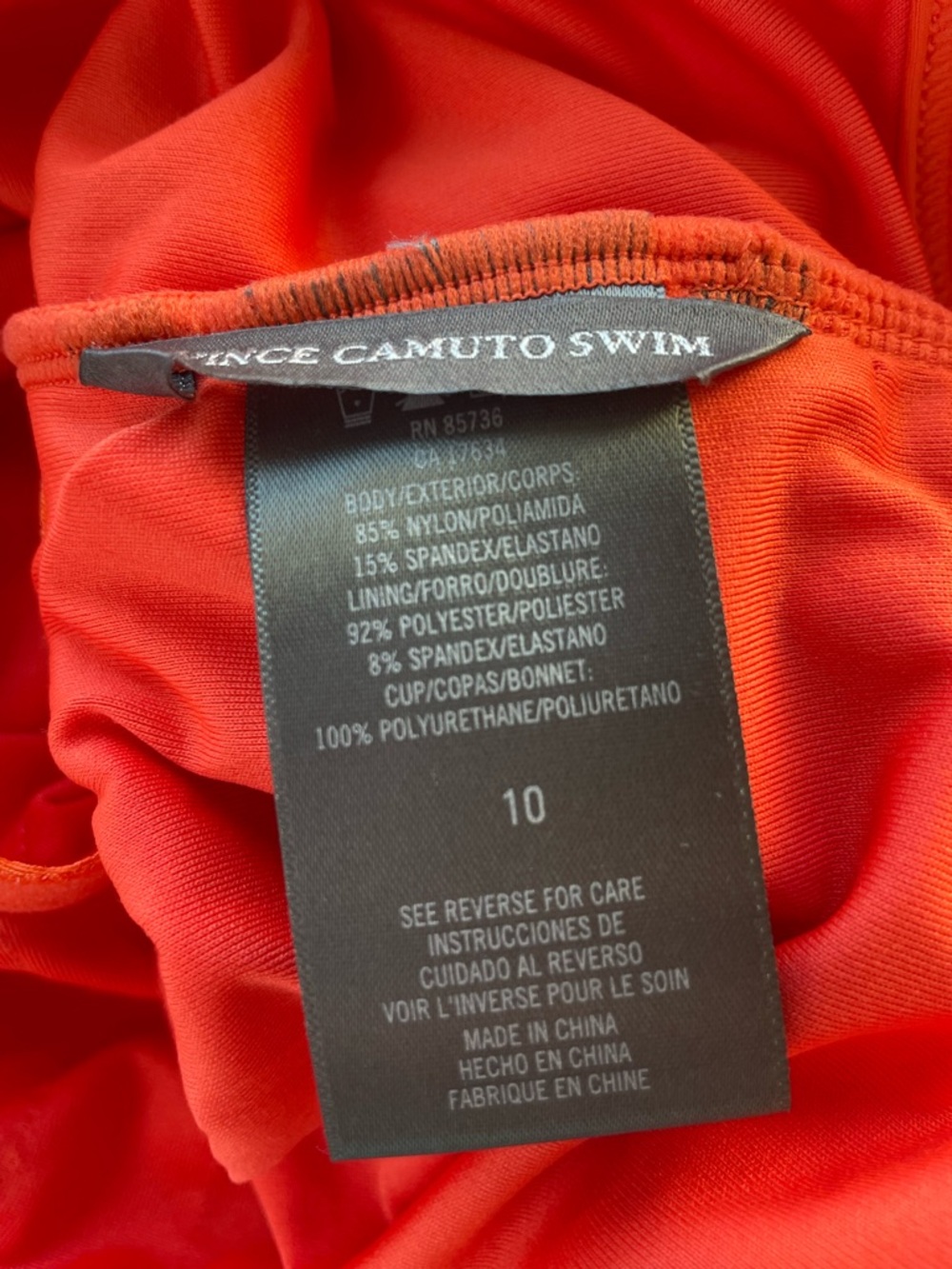 NWT Vince Camuto Women's Orange One Piece Ruffle Sleeve Swimsuit Size 10 - Picture 6 of 7